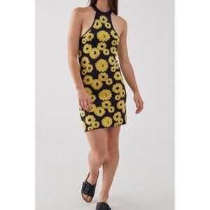 Urban Outfitters Charlie Sunflower Knit Mini Dress, Yellow, LARGE NWOT